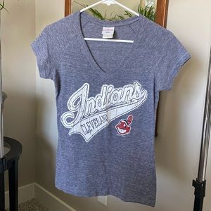Cleveland Indians V-Neck Shirt, heathered blue